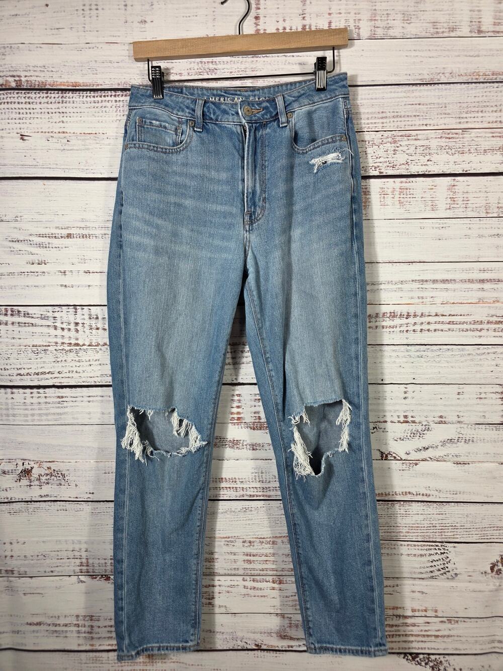 American Eagle Comfort Stretch Waistband Women's Distressed Jeans size 6